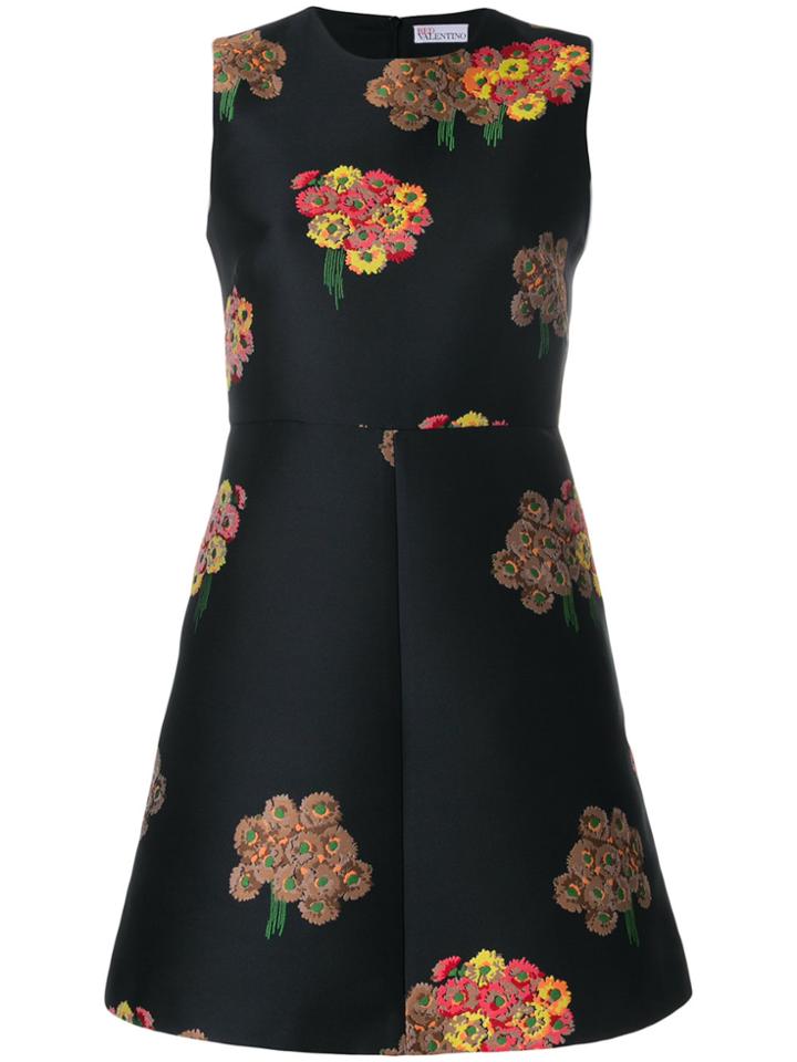 Red Valentino Floral Jacquard Mini Dress - Black