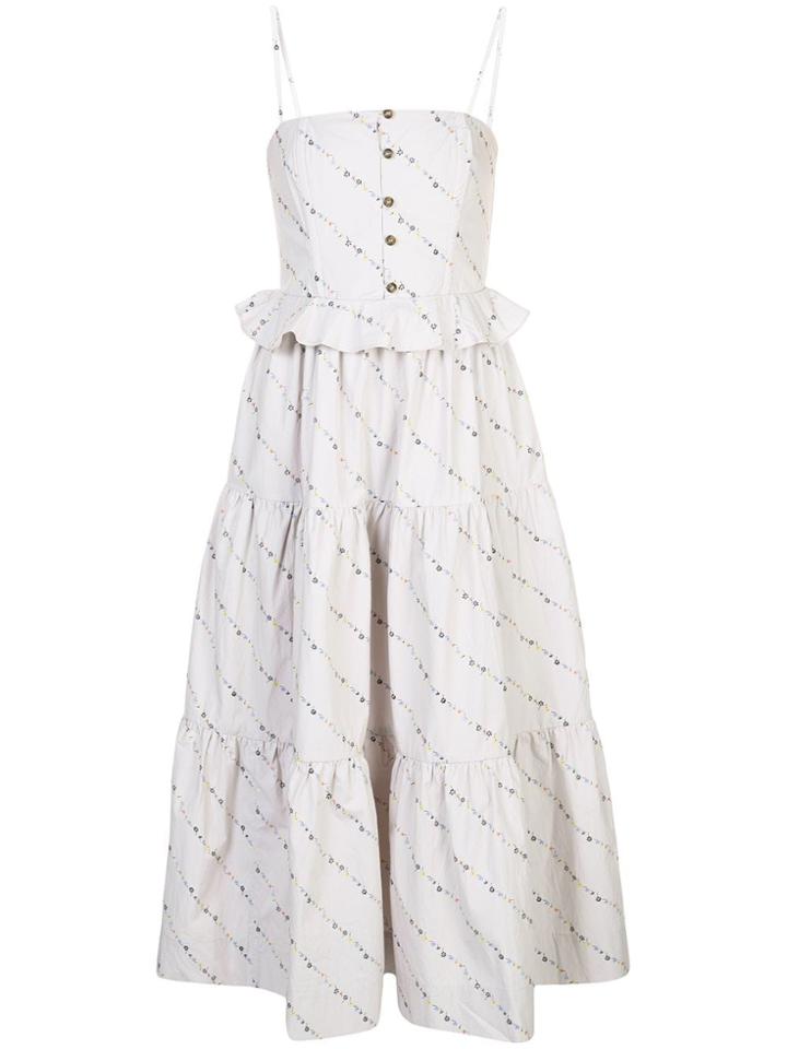 Ganni Floral Layered Midi Dress - Blue