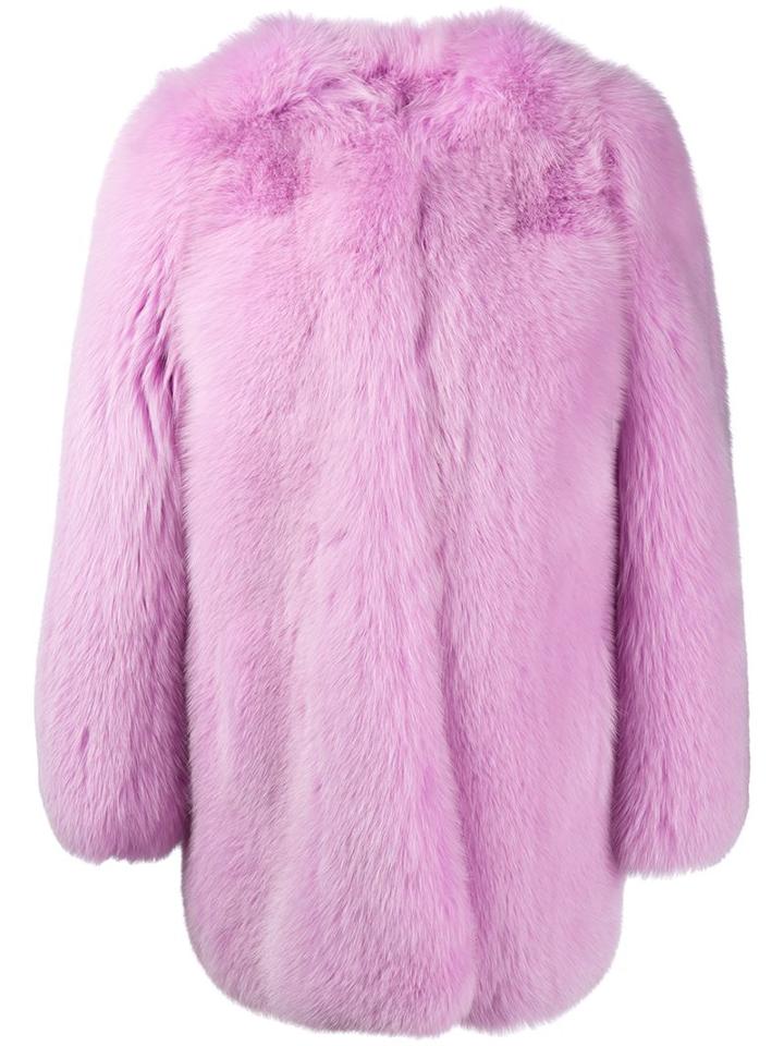 Gucci Inside Snake Embroidery Coat, Women's, Size: 40, Pink/purple, Fox Fur/polyester/silk