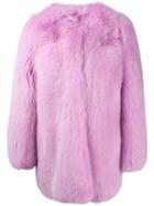 Gucci Inside Snake Embroidery Coat, Women's, Size: 40, Pink/purple, Fox Fur/polyester/silk
