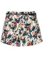 Loveless - Floral Belted Shorts - Women - Linen/flax/polyester - 7, Linen/flax/polyester