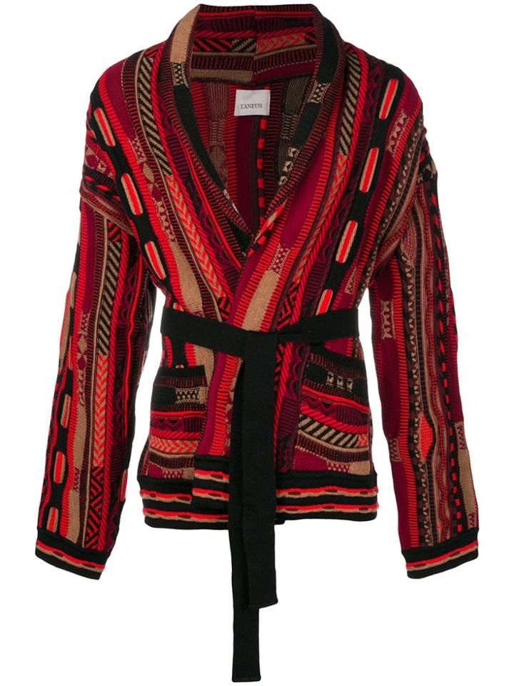 Laneus Cotton Jacquard Cardigan - Red
