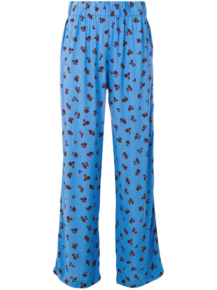 Ganni Straight Leg Printed Trousers - Blue