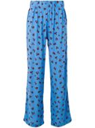 Ganni Straight Leg Printed Trousers - Blue