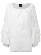 Erika Cavallini - Ruffle Sleeve Blouse - Women - Cotton - M, White, Cotton