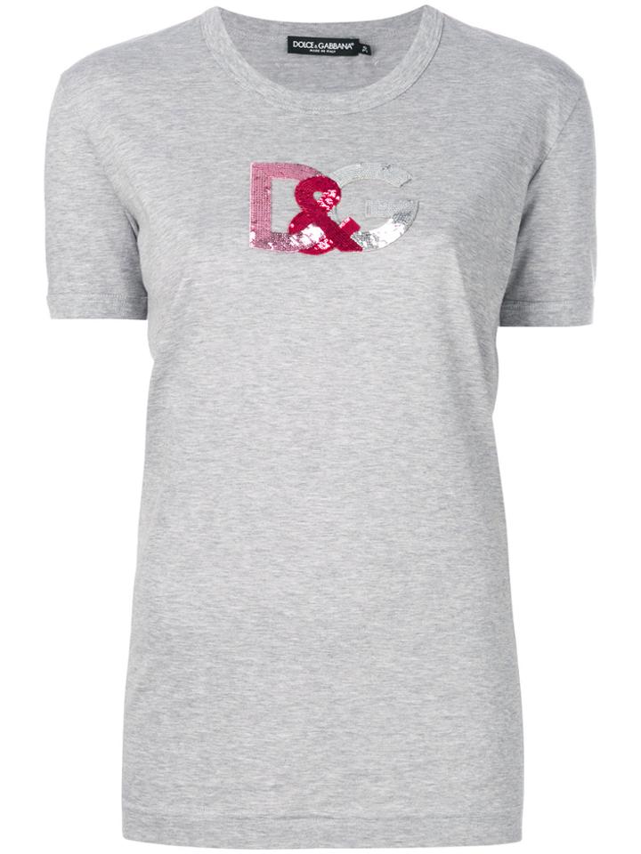 Dolce & Gabbana Sequin Logo T-shirt - Grey