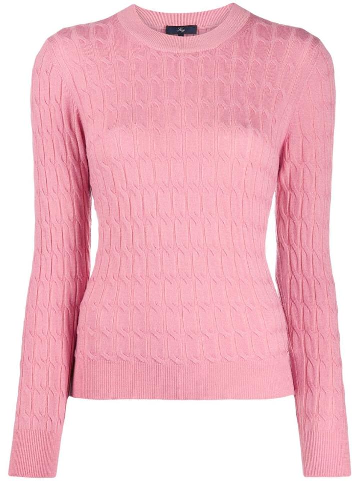Fay Cable-knit Slim-fit Jumper - Pink