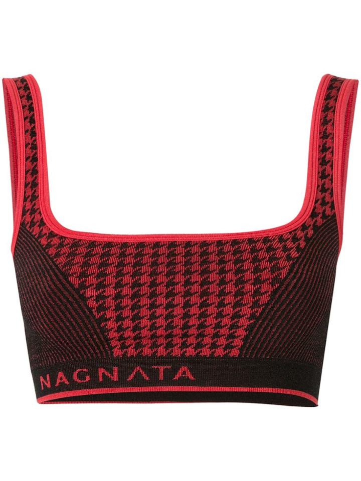 Nagnata Houndstooth Bralette - Red