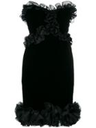 Yves Saint Laurent Pre-owned Frill-trim Fitted Dress - Black