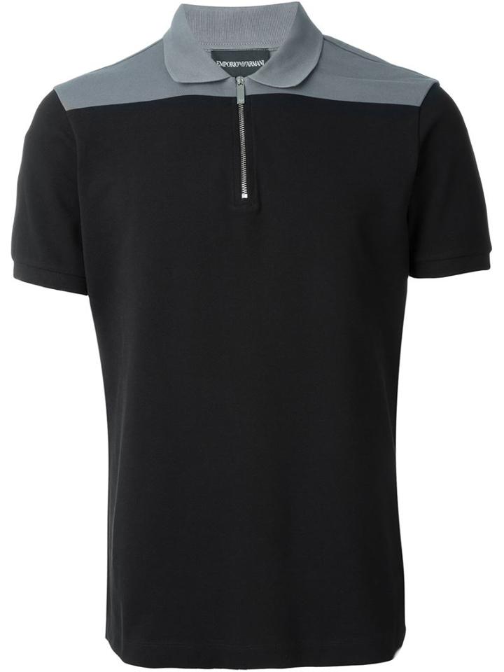 Emporio Armani Two-tone Zip Polo Shirt