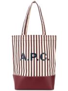 A.p.c. Striped Logo Tote - Neutrals