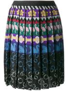 Mary Katrantzou Mandy Pleated Swan Print Skirt - Multicolour