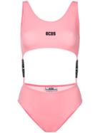 Gcds Logo Embroidered Snap-waist Bikini - Pink & Purple