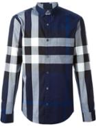 Burberry Checked Shirt, Men's, Size: Xxl, Blue, Cotton