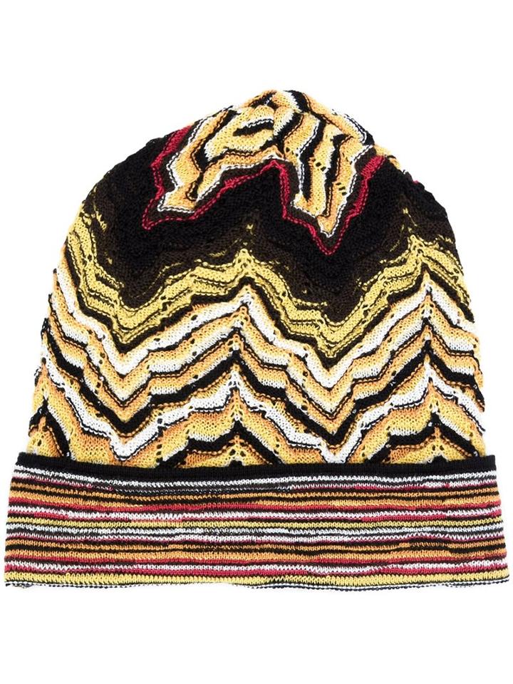 Missoni Knitted Beanie Hat, Women's, Yellow/orange, Acrylic/polyester/cashmere/wool