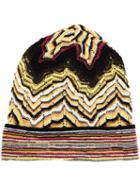 Missoni Knitted Beanie Hat, Women's, Yellow/orange, Acrylic/polyester/cashmere/wool