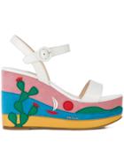 Prada Mexico Appliqué Platform Sandals - White