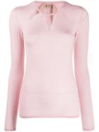 Nº21 Sheer Detail Knitted Sweater - Pink