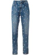 Zoe Karssen Janis Cartoon Eyes Jeans, Women's, Size: 28, Blue, Cotton