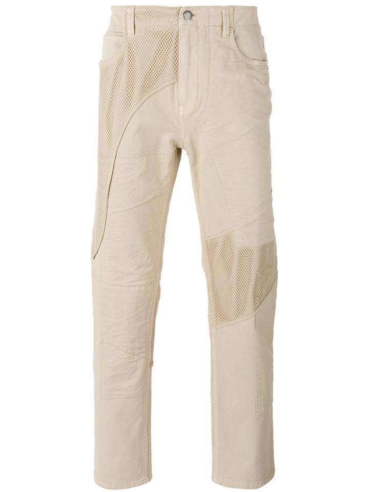 Helmut Lang - Mesh Panel Trousers - Men - Cotton/spandex/elastane - 30, Nude/neutrals, Cotton/spandex/elastane