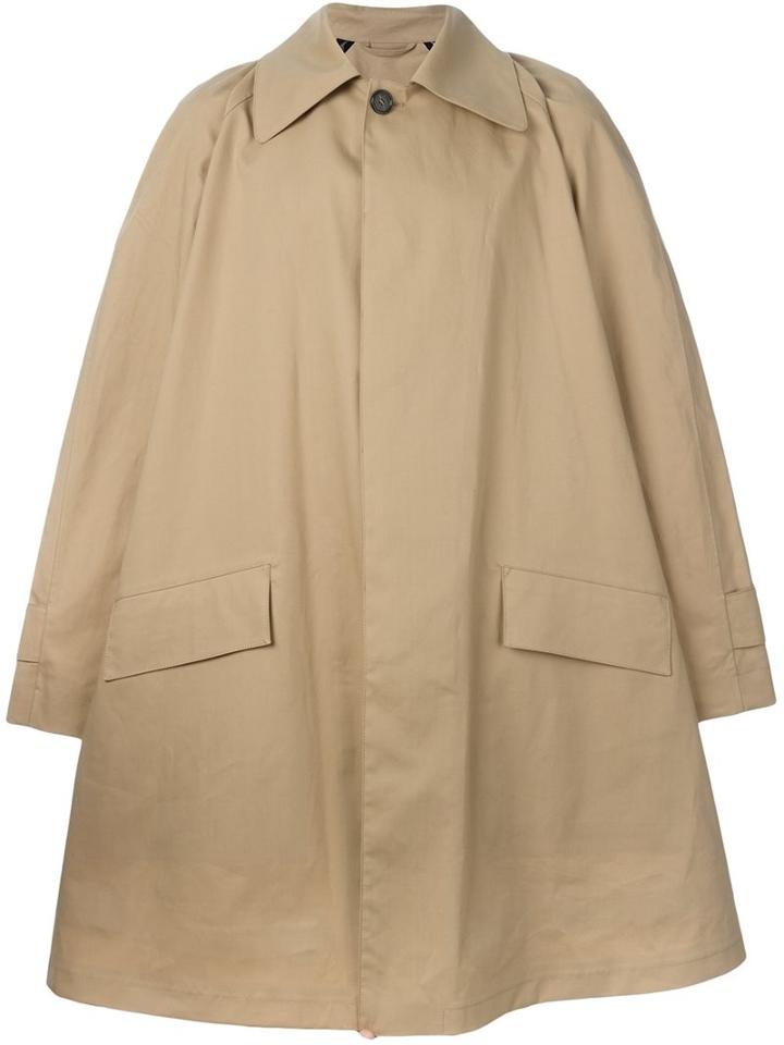 Raf Simons A-line Raincoat, Men's, Size: 48, Brown, Cotton/polyurethane