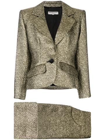 Yves Saint Laurent Vintage Nervure Embroidered Skirt Suit - Metallic