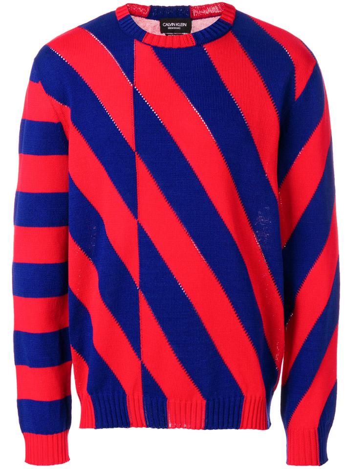 Calvin Klein 205w39nyc Striped Color-block Sweater - Blue