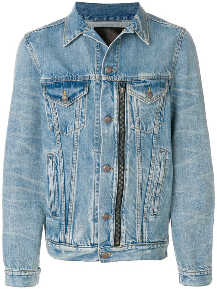 R13 Zip Front Denim Jacket - Blue