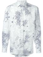 Etro Floral Print Shirt, Men's, Size: 39, White, Linen/flax