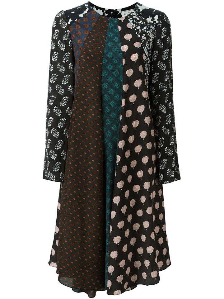 Lanvin Contrast Panel Dress, Women's, Size: 38, Silk
