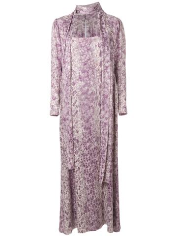 Yves Saint Laurent Vintage Neck Shawl Long Dress - Pink & Purple