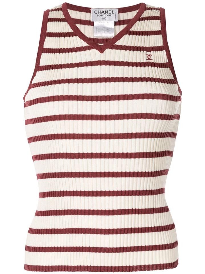 Chanel Vintage Striped Sleeveless Blouse - Neutrals