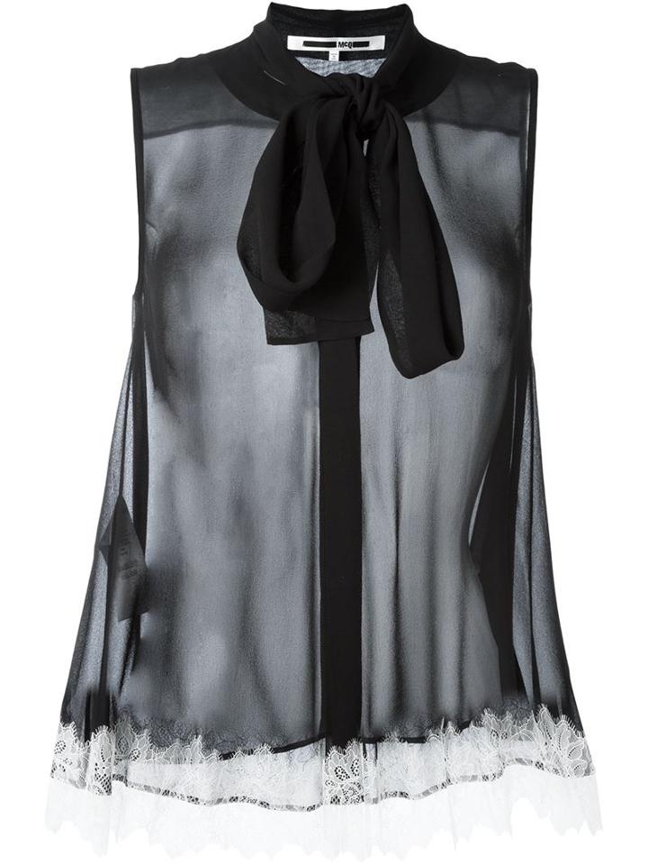 Mcq Alexander Mcqueen Floral Lace Hem Shirt