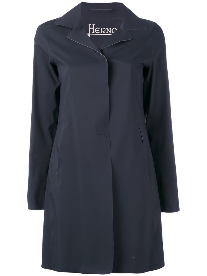 Herno - Waterproof Single-breast Coat - Women - Polyamide - 40, Women's, Blue, Polyamide