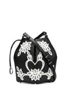 Alexander Mcqueen Embroidered Bucket Bag - Black