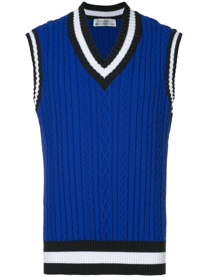 Education From Youngmachines Ribbed Contrast Trim Vest - Blue