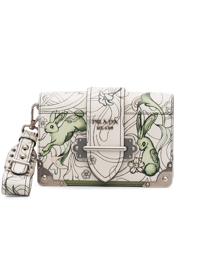 Prada Cahier Illustrated Shoulder Bag - Green