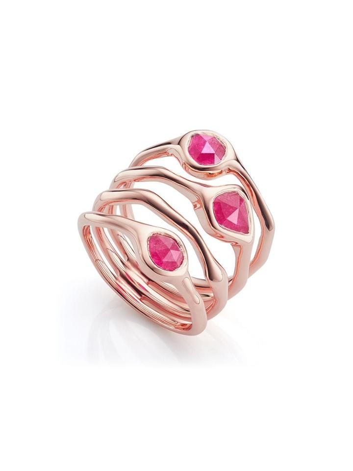 Monica Vinader Rp Siren Cluster Pink Quartz Cocktail Ring - Gold