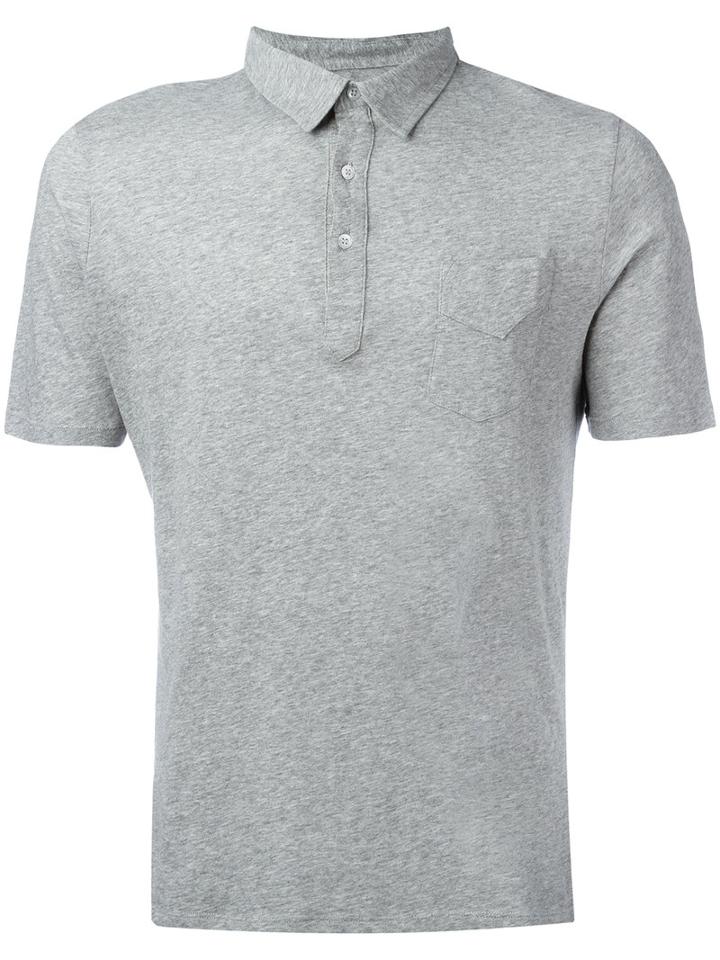Officine Generale - Short Sleeve Polo Shirt - Men - Cotton - M, Grey, Cotton