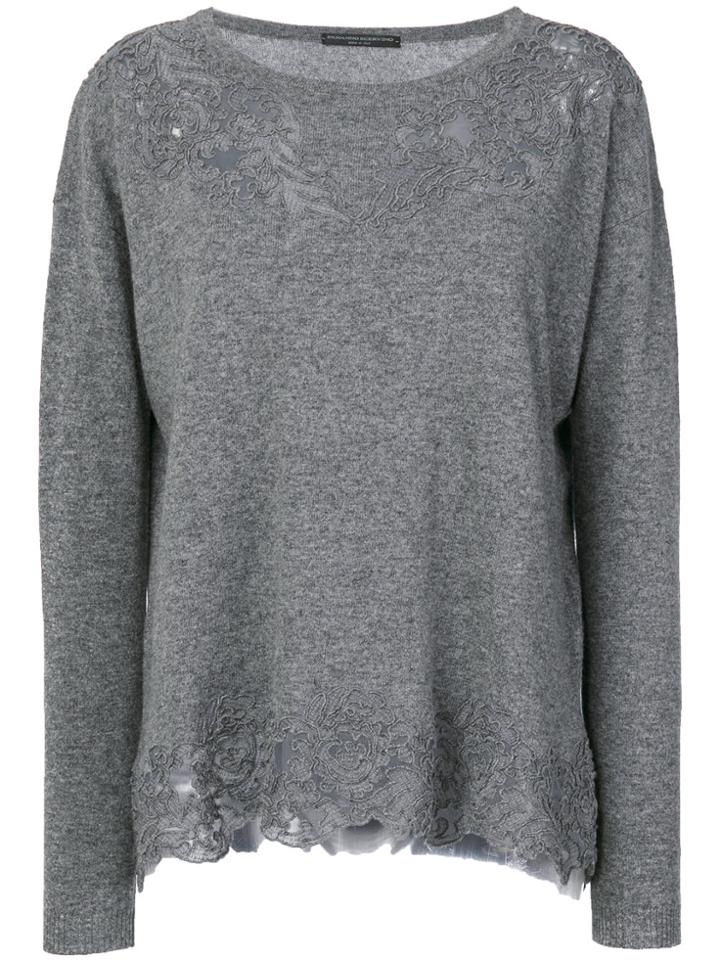 Ermanno Scervino Lace Embroidered Knitted Top - Grey