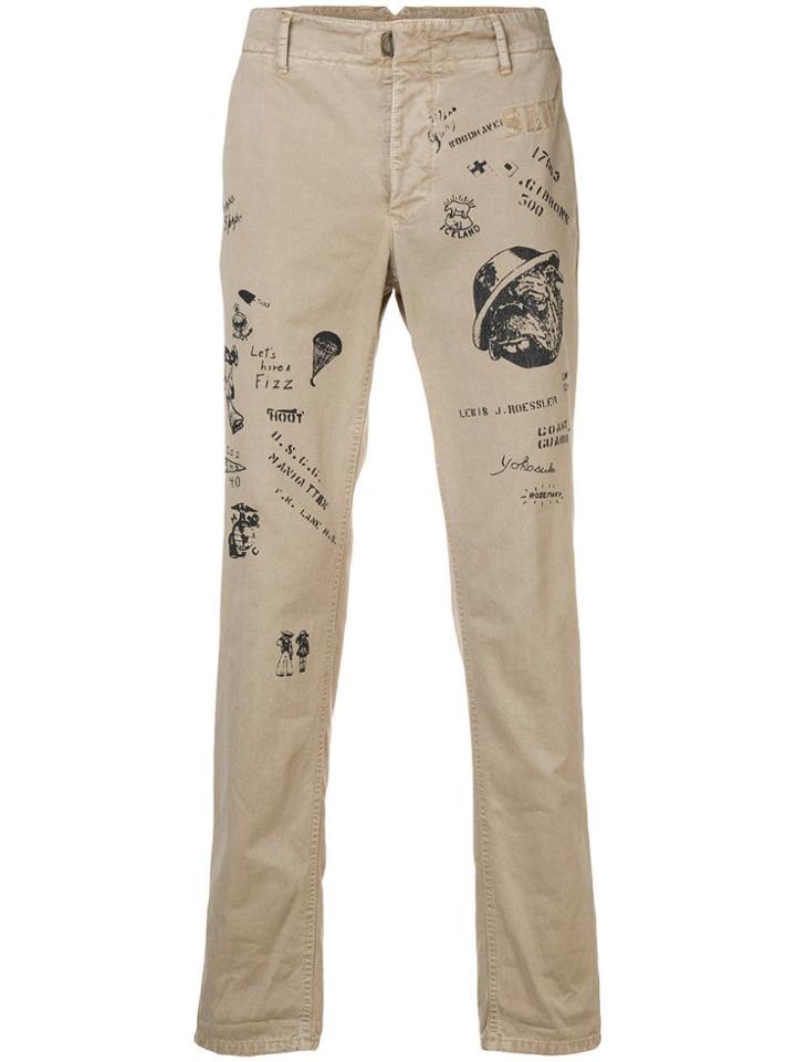 Incotex Printed Slim Fit Trousers - Neutrals