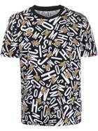 Moschino All-over Logo Print T-shirt - Black