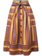 Sea Striped Midi Skirt - Brown