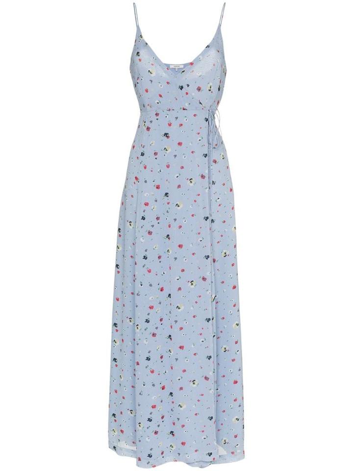 Ganni Dainty Georgette Crepe Wrap Dress - Blue