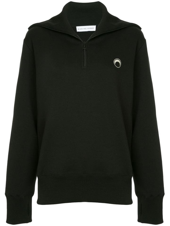 Marine Serre Half-zip Jumper - Black