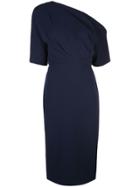 Badgley Mischka One Shoulder Fitted Dress - Blue