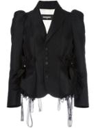 Dsquared2 Lace Trim Smocking Jacket, Women's, Size: 38, Black, Silk/wool/viscose/polyamide