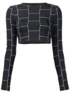 Christian Siriano Cropped Check Print Top