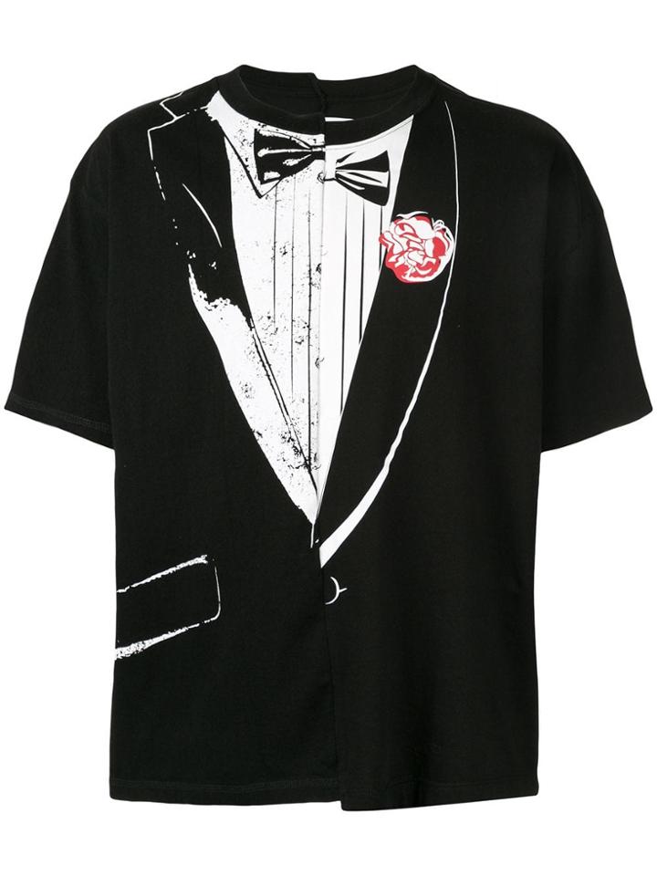 Facetasm Tuxedo Print T-shirt - Black