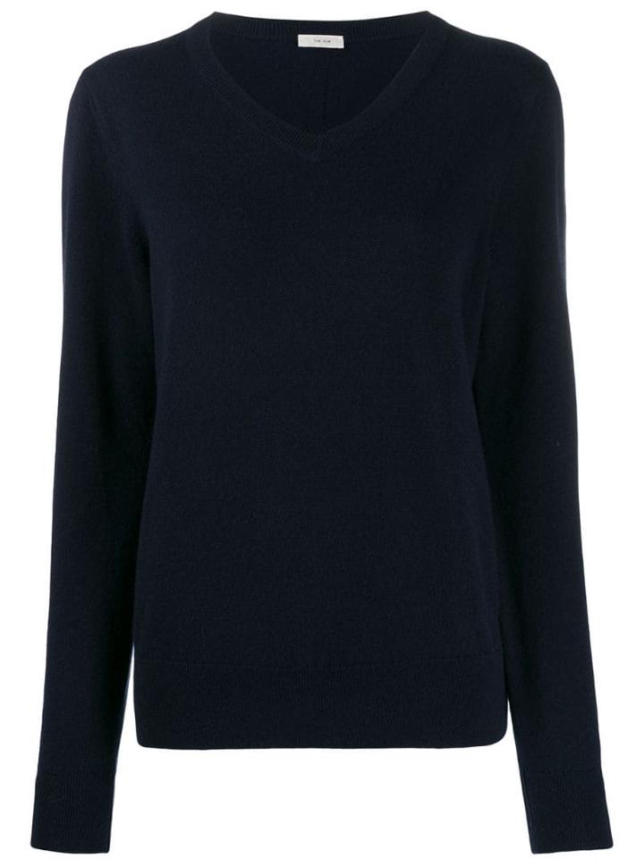The Row Ribbed V-neck Jumper - Blue